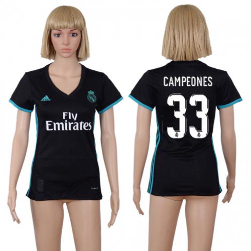 Women's Real Madrid #33 Campeones Away Soccer Club Jersey